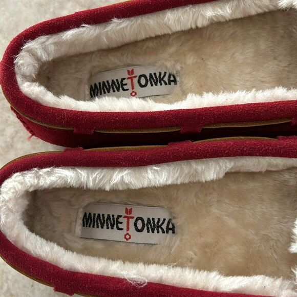 Minnetonka Red Suede Moccasins - Picture 3 of 6